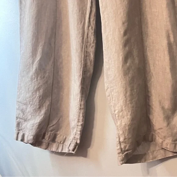 J. Jill Love Linen Elastic Waistband Pull-up Wide Leg Pants 100% Linen Taupe 1X - Picture 2 of 9